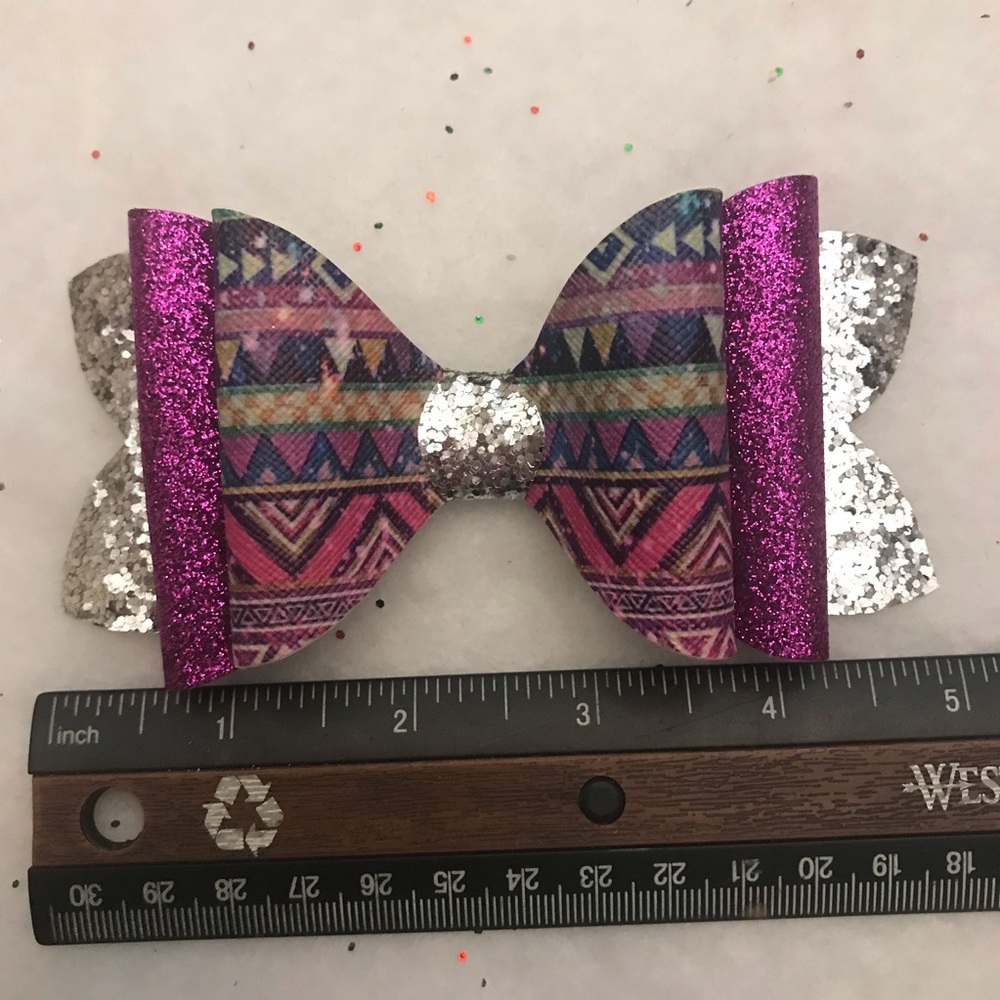 Purple Aztec print bow